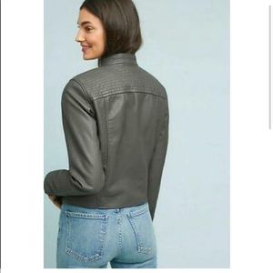 Anthropologie Moto Vegan Leather Jacket in Gray